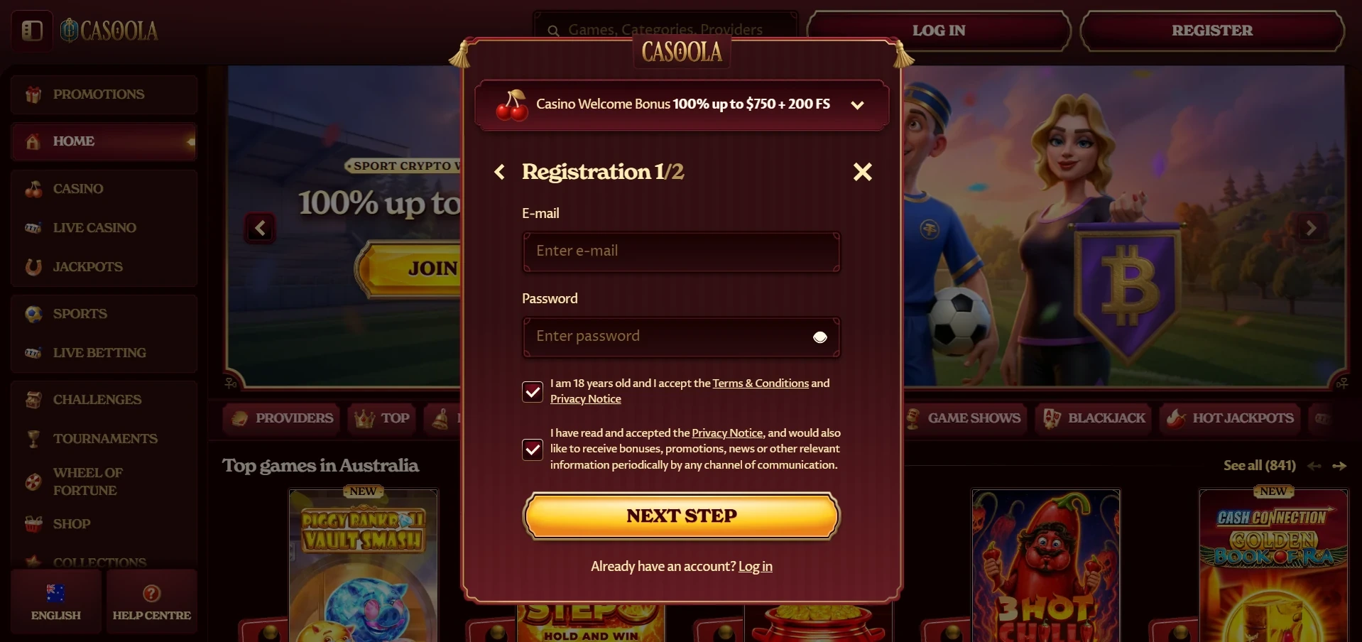 Casoola Casino sign up